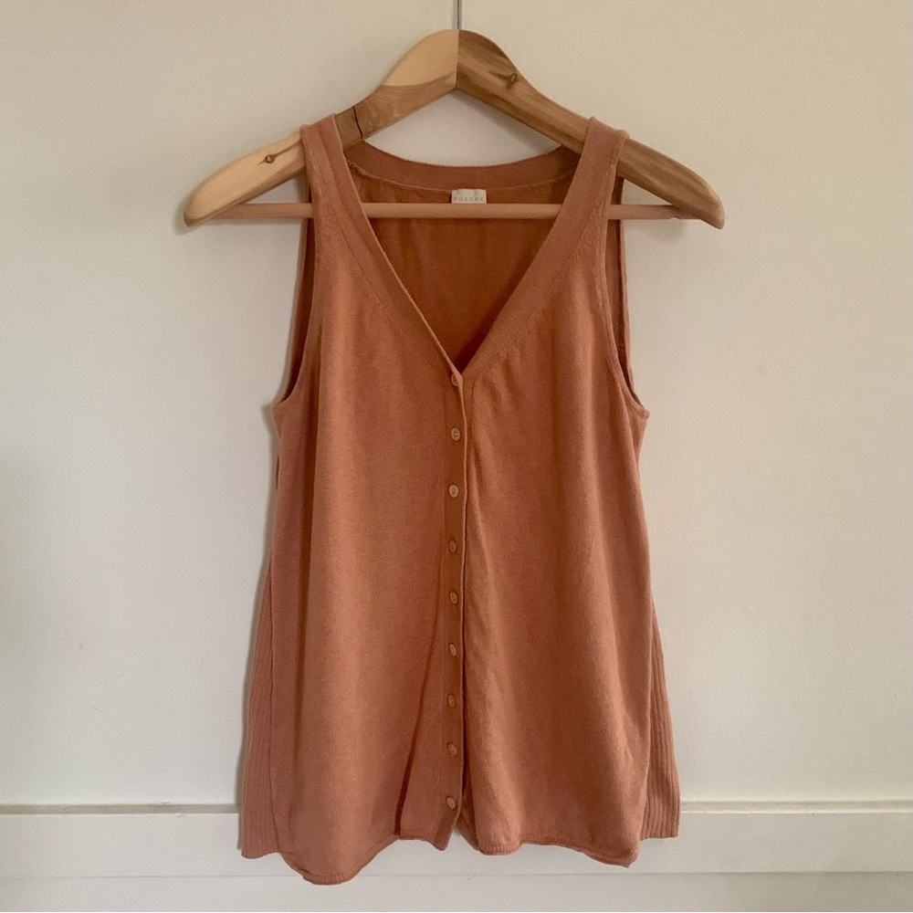 POETRY Sleeveless Knitted Top (cotton & linen) in pink (blush / coral), size 4